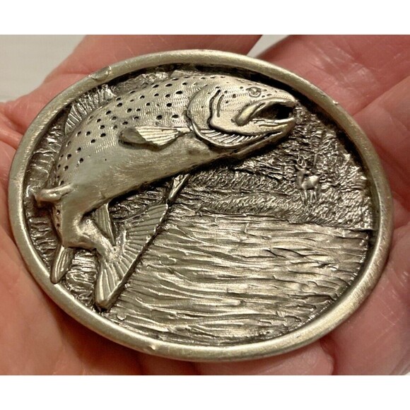 Vintage Bergamot Brass Works Bass Fish Belt Buckle Fishing Fisherman 1977 E-143 - Picture 7 of 7